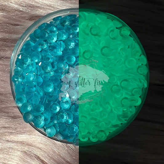 Transparent Aquamarine Luminous (Glow In The Dark) Jelly Rhinestones