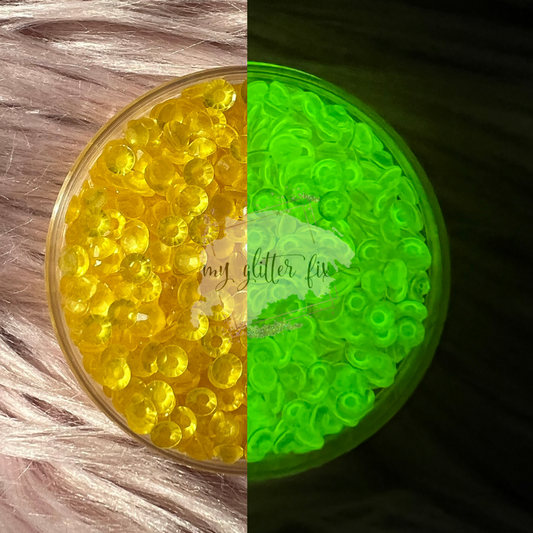 Transparent Citrine Luminous (Glow In The Dark) Jelly Rhinestones