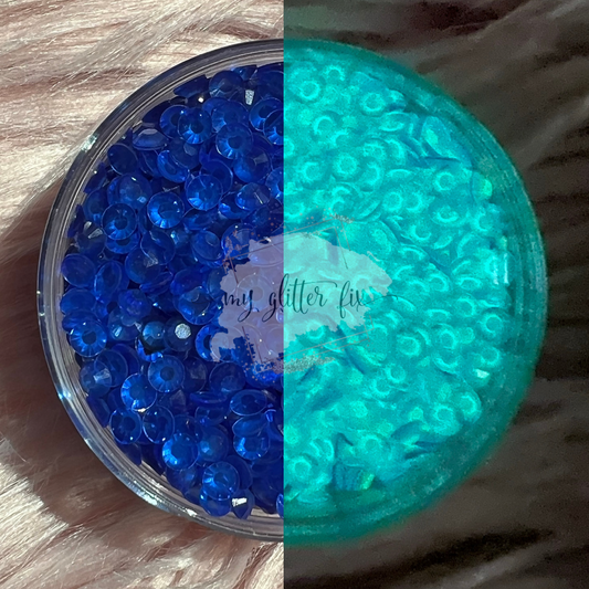 Transparent Sapphire Luminous (Glow In The Dark) Jelly Rhinestones