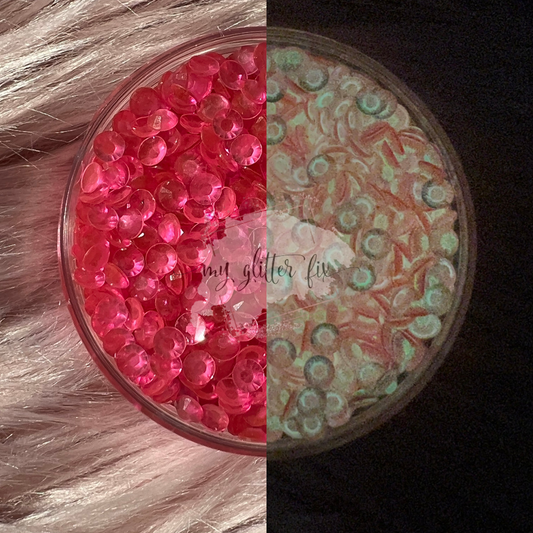 Transparent Rose Luminous (Glow In The Dark) Jelly Rhinestones